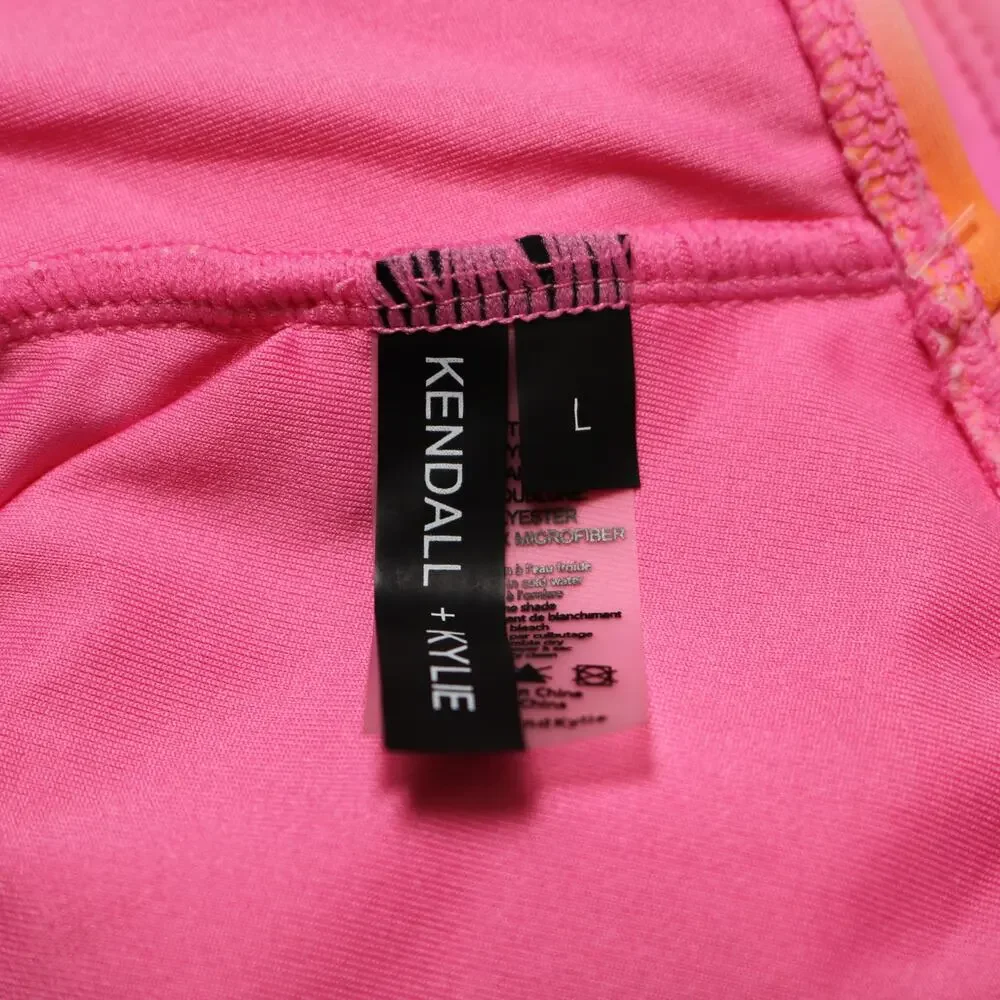 Kendall & Kylie One Shoulder Swimsuit Gradient Pink Orange Tie Dye Size L